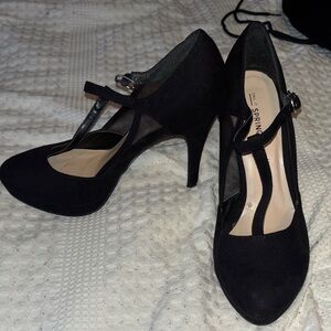 Call It Spring Black T-Strap Heels